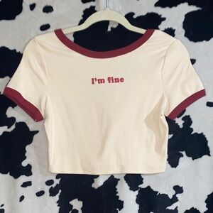 Cider Cream and Red Crop Top
